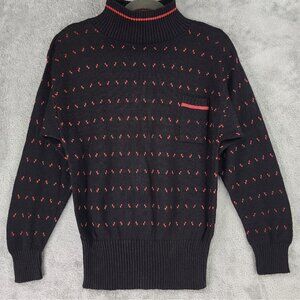 Thermo Jac Sweater Womens Small Black Red High Neck Long Sleeve 80s Vintage Top
